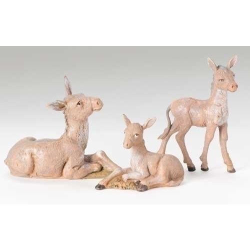 Donkey Family, Set of 3 - Fontanini® 5" Collection