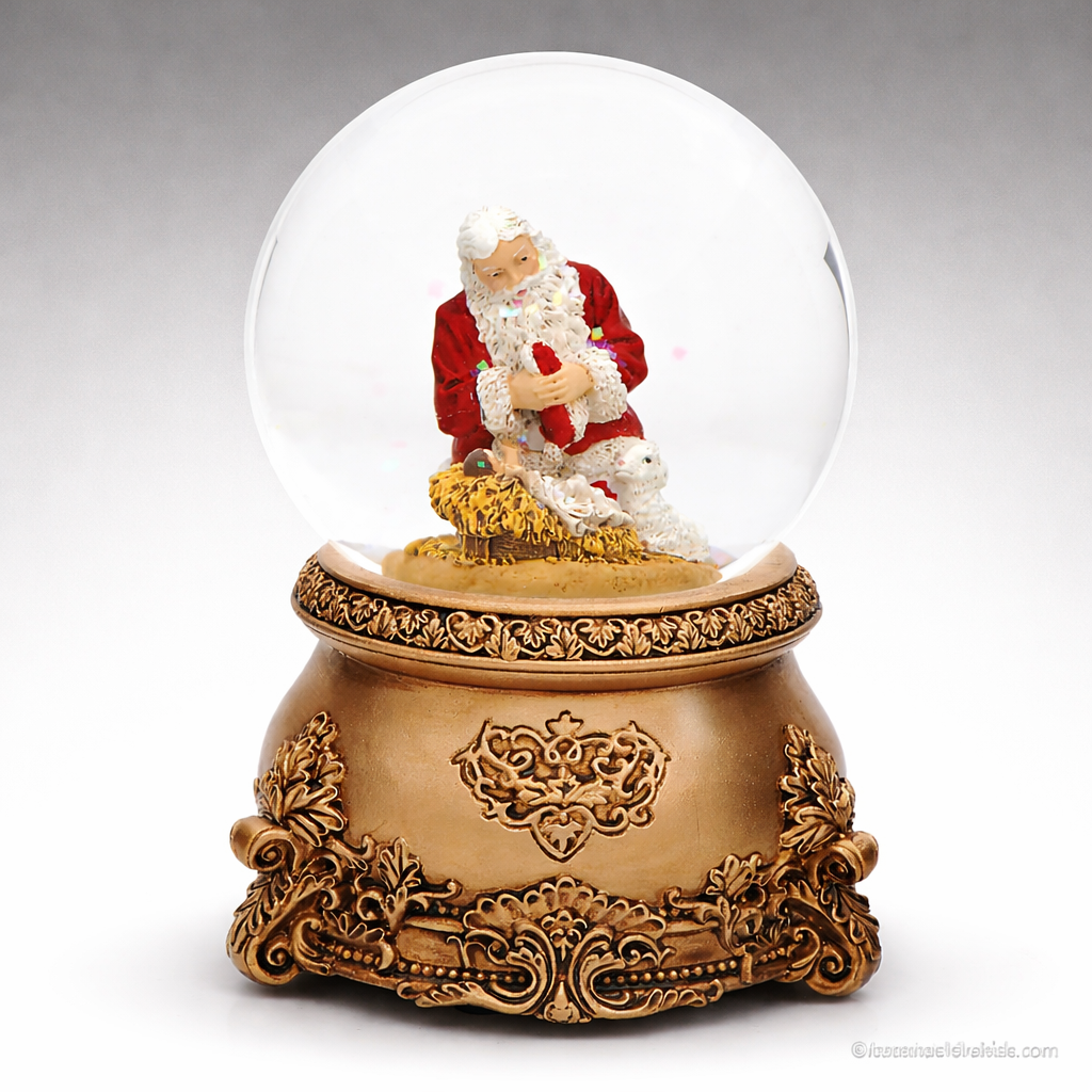Kneeling Santa Glitterdome Snow Globe #30460