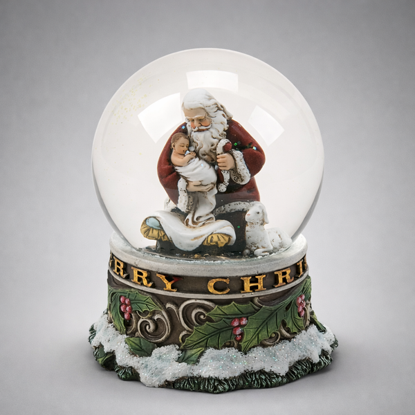 Kneeling Santa by Joseph Studio Glitterdome Snow Globe #35392 - SALE