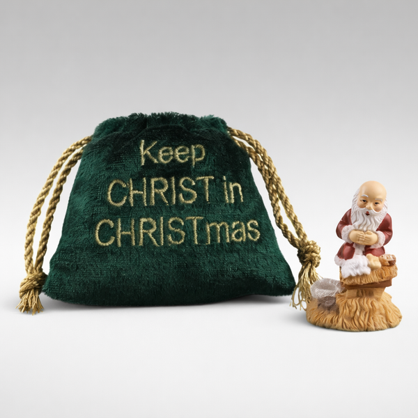 Miniature Kneeling Santa in Velvet Pouch by Roman Inc #36214