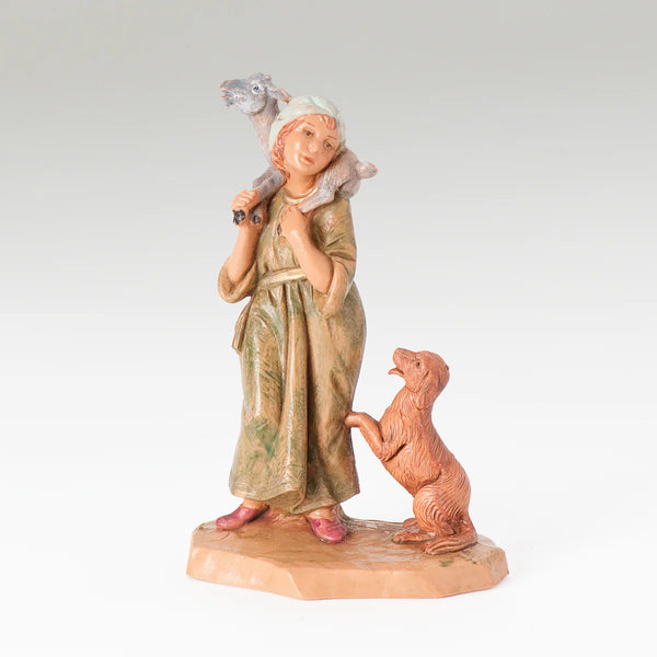 Ethan,  Boy with Puppy and Goat - Fontanini® 5" Collection
