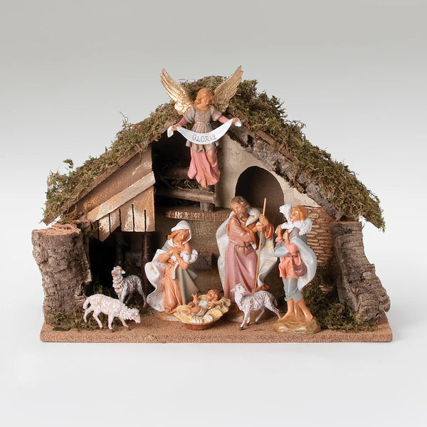 8 Piece Figure Set with 14"H Italian Stable - Fontanini® 7.5" Collection *Best Seller*