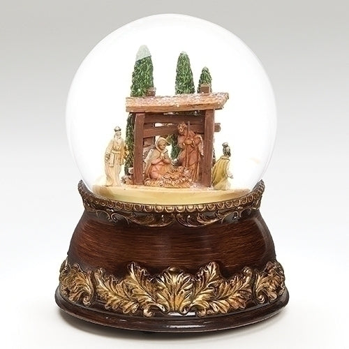 Woodtone Base Ornate Nativity Musical Glitterdome® - Fontanini® Gift Collection