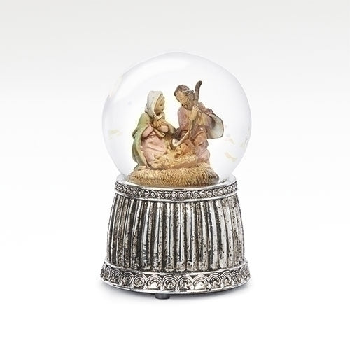 Fluted Silver Holy Family Musical Glitterdome by Fontanini® - SALE