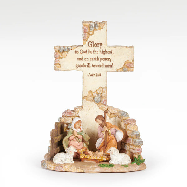 6" Tabletop Cross with Holy Family - Fontanini Gift Collection