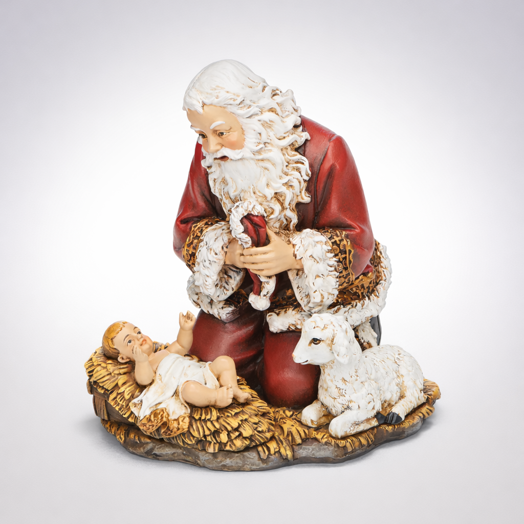 Joseph’s Studio Kneeling Santa Figure with Baby Jesus #633312