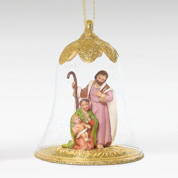 Holy Family Glass Bell Christmas Ornament  - Fontanini Gift Collection