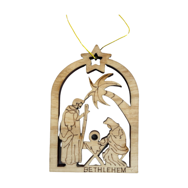 Holy Family Ornament made in the Holy Land with Olive Wood from Bethlehem