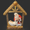 Lighted Kneeling Santa with Stable Figure #138210